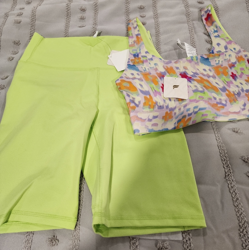 Medium Fabletics Bike Shorts and Sports Bra Set